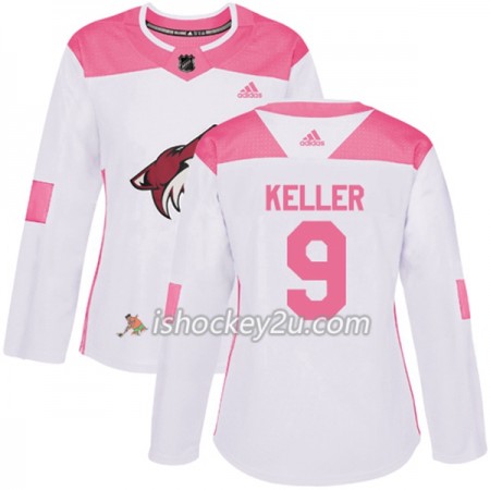 Dame NHL Arizona Coyotes Trøje Clayton Keller 9 Adidas 2017-2018 Hvid Lyserød Fashion Authentic